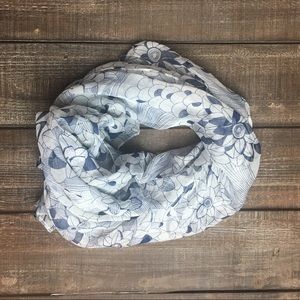 Blue white silk scarf shawl hijab turban wrap NWT